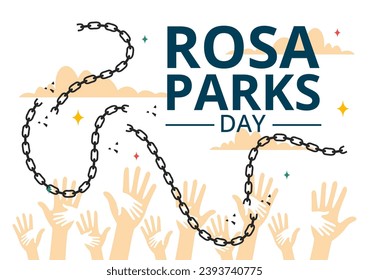 Rosa Parks Day Vector Illustration with the First Lady of Civil Rights, Handcuff and Bus in National Holiday Celebration Flat Cartoon Background