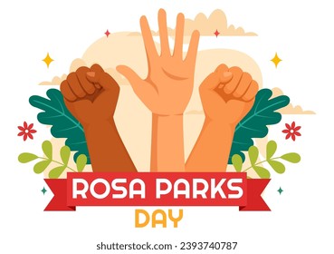 Ilustración del vector del Día de los Parques Rosa con la Primera Dama de Derechos Civiles, Esposas y Autobús en la celebración de festividades planas fondo de caricatura