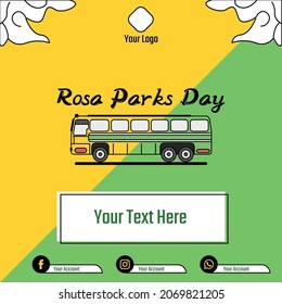 Rosa Parks Day Yellow Buss Social Media Square Template