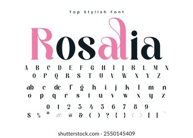 Rosalia Elegante alfabeto de la fuente de Vector y fuente de lujo hermosa