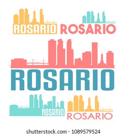 Rosario Argentina Flat Icon Skyline Vector Silhouette Design Set