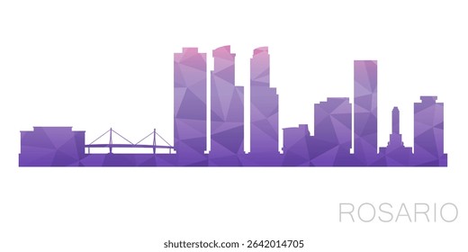 Rosario, Argentina Low Poly Skyline Clip Art City Design. Geometric Polygon Graphic Horizon Icon. Vector Illustration Symbol.