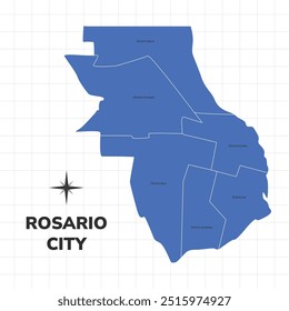 Ilustração do mapa de Rosario City. Mapa da cidade em Argentina