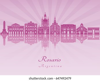 Rosario skyline in purple radiant orchid in editable vector file