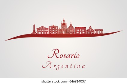 Rosario skyline in red