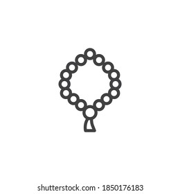 Rosary beads line icon. linear style sign for mobile concept and web design. Islamic prayer beads outline vector icon. Symbol, logo illustration. Vector graphics