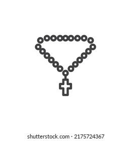 Rosary beads line icon. linear style sign for mobile concept and web design. Cross, necklace outline vector icon. Symbol, logo illustration. Vector graphics