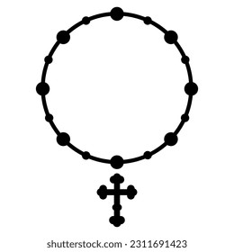 Rosary beads on white background