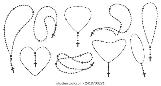 Rosary beads silhouettes set