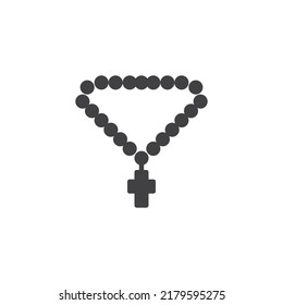 Rosary beads vector icon. filled flat sign for mobile concept and web design. Cross, necklace glyph icon. Symbol, logo illustration. Vector graphics