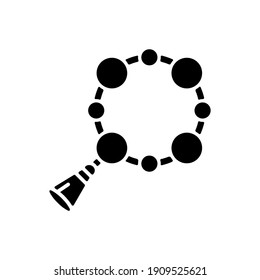 Rosary black glyph icon. Muslim religious item. National misbaha. Beads represents names. Used to keep count while saying prayer. Silhouette symbol on white space. Vector isolated illustration