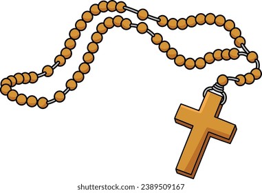 Rosary Cartoon Colored Clipart Illustration