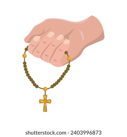 rosary catholic in hand illustration