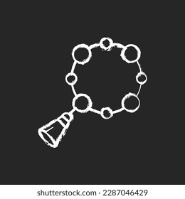 Rosary chalk white icon on black background. Muslim religious item. National misbaha. Beads represents names. Used to keep count while saying prayer. Isolated vector chalkboard illustration