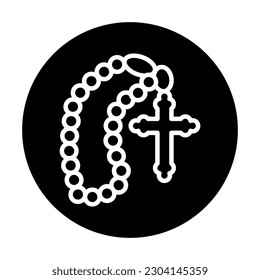 Rosary with a cross line color icon. Isolated vector element. Outline pictogram for web page, mobile app, promo