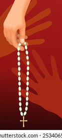  Rosary with hands 	