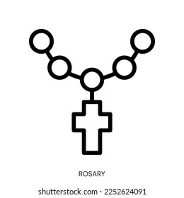 rosary icon. Line Art Style Design Isolated On White Background