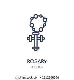 Rosary icon. Rosary linear symbol design from Religion collection. Simple outline element vector illustration on white background.