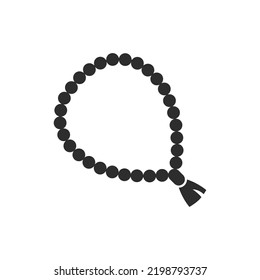 Rosary icon. Monochrome black and white symbol