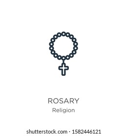 Rosary icon. Thin linear rosary outline icon isolated on white background from religion collection. Line vector sign, symbol for web and mobile