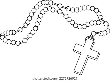 Rosary Isolated Coloring Page for Kids