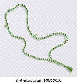 Rosary Isolated on white background, Islamic rosary vector illustration. Realistic Prayer beads, design element.