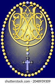 Rosary with the monogram of Our Lady