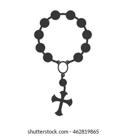 rosary nacklace cross religion icon. Isolated and flat illustration. Vector graphic