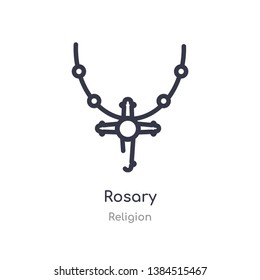 rosary outline icon. isolated line vector illustration from religion collection. editable thin stroke rosary icon on white background