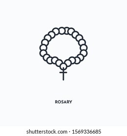 Rosary outline icon. Simple linear element illustration. Isolated line Rosary icon on white background. Thin stroke sign can be used for web, mobile and UI.