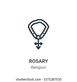 Rosary outline vector icon. Thin line black rosary icon, flat vector simple element illustration from editable religion concept isolated on white background