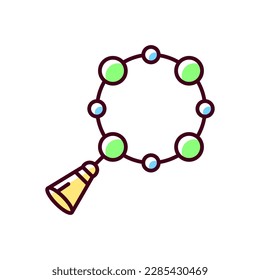 Rosary RGB color icon. Muslim religious item. National misbaha. Beads represents names. Used to keep count while saying prayer. Isolated vector illustration