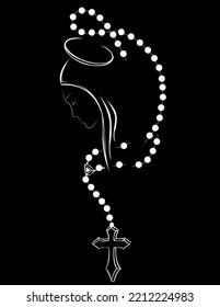 rosary with stylized saint image