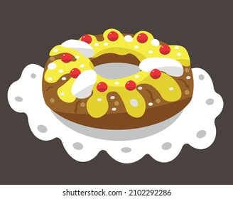 Rosca de pascua easter bread ring cake typical colorful isolated food vector icon