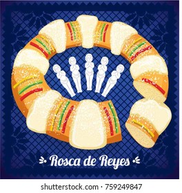 Rosca de Reyes (Three kings Cake in Spanish) with Baby Jesus Dolls Composition