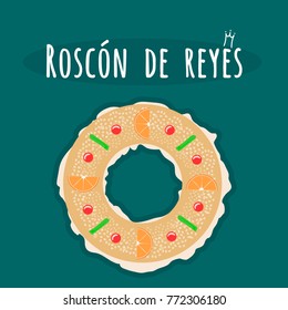 Roscon de Reyes (King's cake). Spanish traditional Christmas pastry.