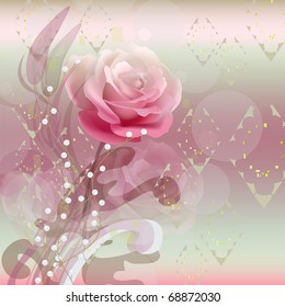 Rose at an abstract background. Floral background.