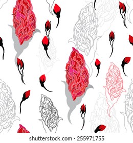 Rose abstract pattern drawing on white