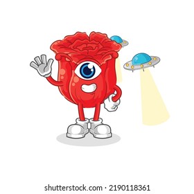 el vector de mascota de caricatura alienígena rose