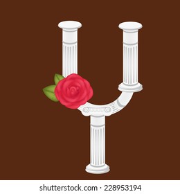 Rose with Ancient Pillar font Y