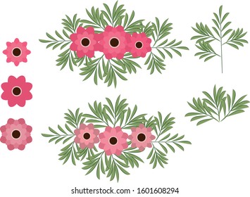 rose anemones on white background. This pattern for print on paper, cloth and other material. 