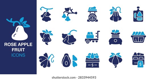 Rose Apple Fruit icon set. Includes themed symbols, related objects, useful concepts, digital assets and More. Outline icons vector collection.
