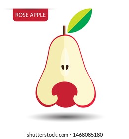Rose apple, fruit on white background. Flat design style. vector illustration.
