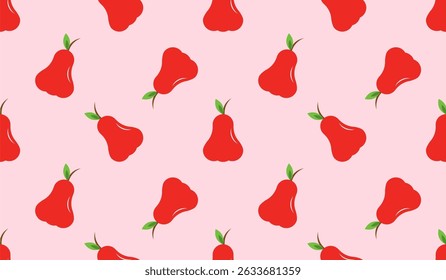 Rose apple fruit seamless for pattern fabric, simple rose apple fruit cute repeat in square background, illustration fruit pattern wallpaper