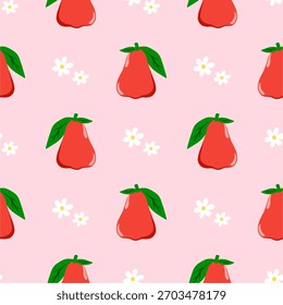 Fruta de manzana rosa sin fisuras para la tela del modelo, repetición linda simple de la fruta de la manzana rosa en fondo cuadrado, Fondo de pantalla del modelo de la fruta de la ilustración