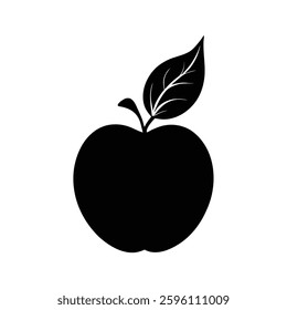 Rose Apple Fruit Silhouette Vector | Black and White Rose Apple Illustration