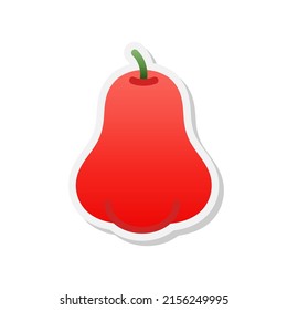 Rose Apple Fruit Sticker Icon, Vector, Illustration.