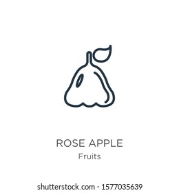 Rose apple icon. Thin linear rose apple outline icon isolated on white background from fruits collection. Line vector sign, symbol for web and mobile