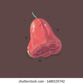  vector aislado de manzana rosa .  doodle de manzana rosa