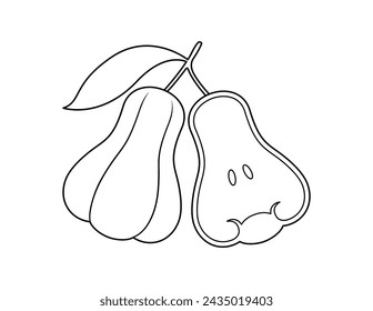 rose apple outline for coloring book template, rose apple for kids illustration worksheet printable